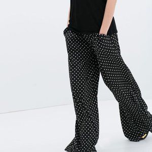 NWOT Zara Palazzo Polka Dot Navy and White Pants XS